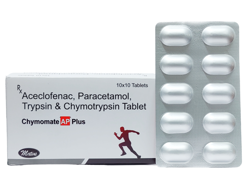 Aceclofenac 100mg + Paracetamol 325mg + Trypsin Chymotrypsin 50000AU