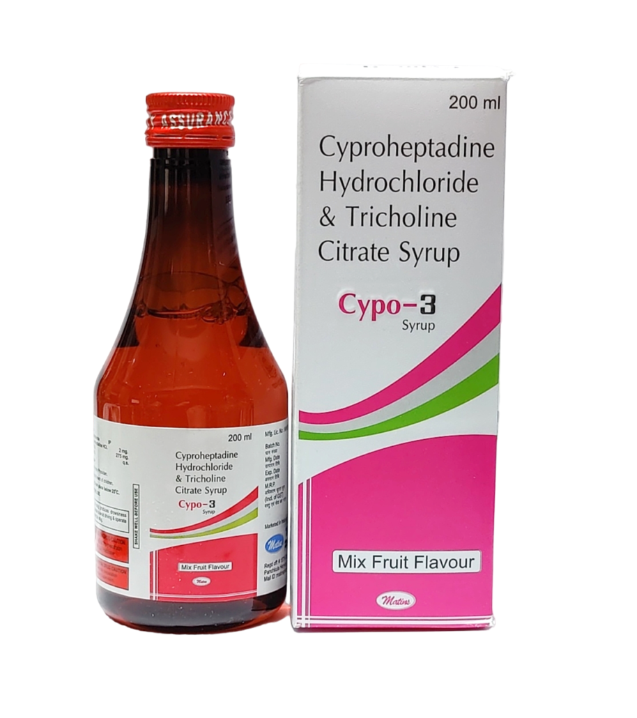 Cyproheptadine HCL 2mg + Tricholine Citrate 275mg + Sorbiton Sol. 70%