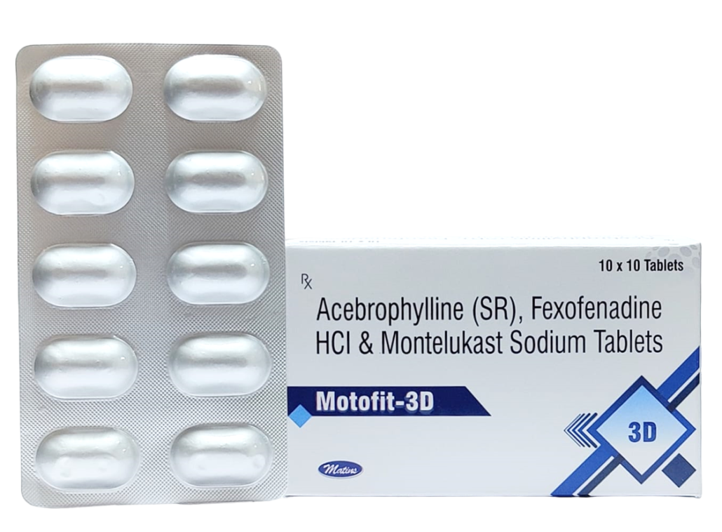 Acebrophylline (SR form) 200mg + Montelukast 10mg + Fexofenadine 120mg