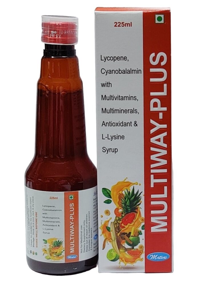 Enriched Multi Vitalmin and Multimineral syrup with Cyanobalamin and Lcopene
