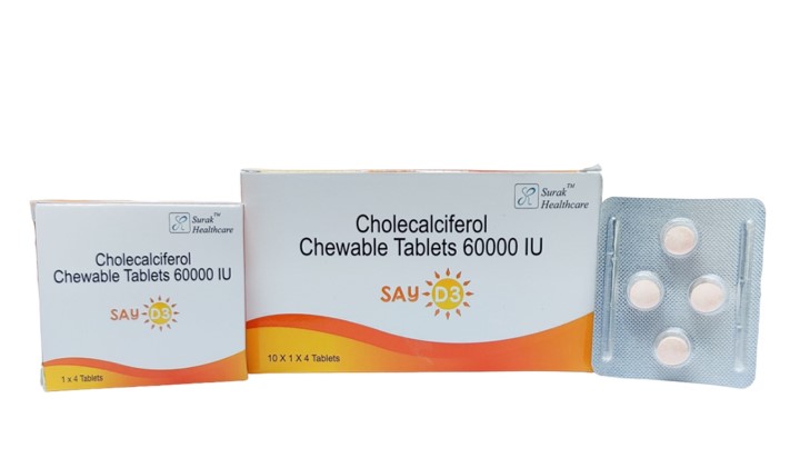 Cholecalciferol (Vitamin D3) - 60,000 IU CHEWABLE Manufacturer Supplier in PCD Pharma Franchise