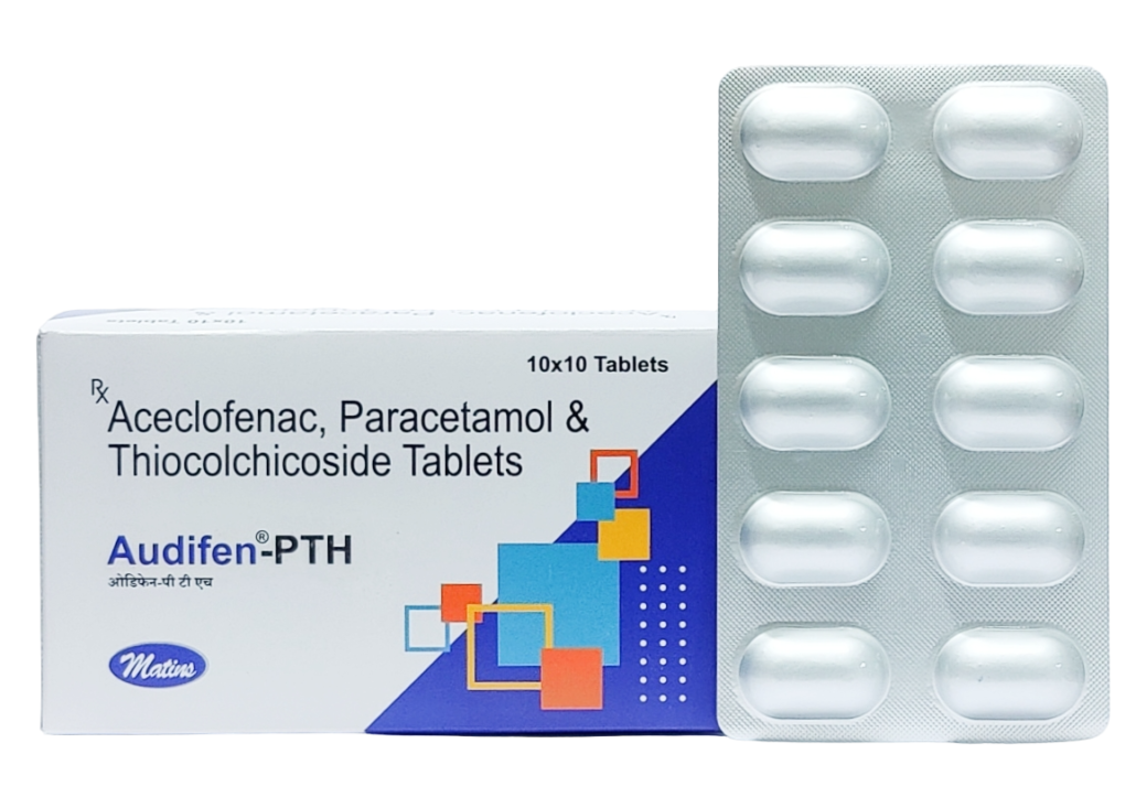 Aceclofenac 100mg + Thiocolchicodise 4mg + Paracetamol 325mg