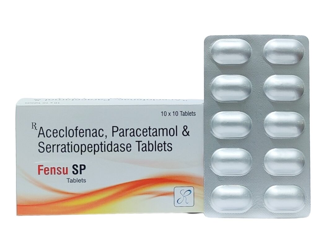 Aceclofenac 100mg + Paracetamol 325mg + Serratiopeptidase 10mg