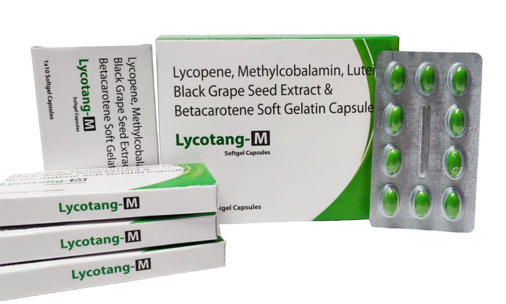 Lycopene 6% U.S.P. 8000 mcg, Methylcobalamin I.P. 500 mcg, Lutein (10%) (Contains Zeaxanthin 0.8 mg) 4 mg, Black Grape Seed Extract Beta Carotene (30%) U.S.P. 5 mg