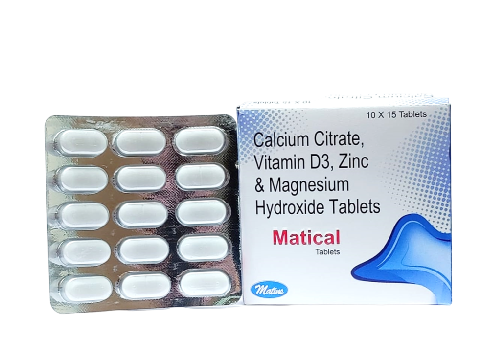 Calcium Citrate 1000Mg + Vitamin D3 200iu +Magnesium Hydroxide 100Mg +Zinc Sulphate Monohydrate 4Mg